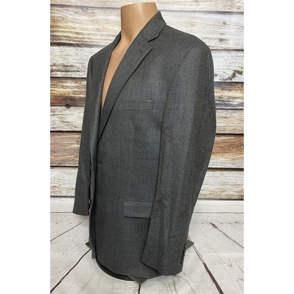 Lauren Ralph Lauren Mens Gray Size 42 RTwo-Button Blazer Jacket 100% Wool - Picture 2 of 9